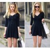 TE8684HSYZ Europe fashion sexy v-neck simple long sleeve dress