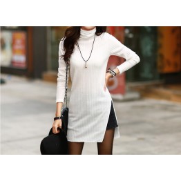 TE2142ALFS Turtle neck slim slit pullover long sweater