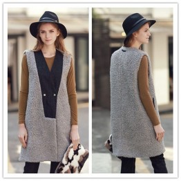 TE2145ALFS Europe fashion warm sleeveless long coat