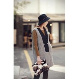 TE2145ALFS Europe fashion warm sleeveless long coat