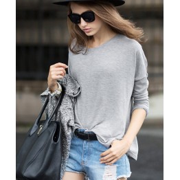 TE2150ALFS Fashion pure color long sleeve t-shirt