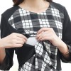 TE2539YZFZ Fashion checks splicing long sleeve nursing dress