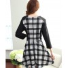 TE2539YZFZ Fashion checks splicing long sleeve nursing dress