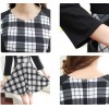 TE2539YZFZ Fashion checks splicing long sleeve nursing dress