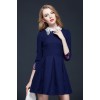 TE2618NS Sweet embroidery collar puff sleeve slim waist dress