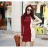 TE2709XYD Korean fashion contract color splicing slim dress