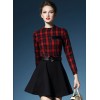 TE2729AMN New style checks splicing temperament A-line dress