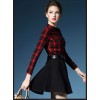 TE2729AMN New style checks splicing temperament A-line dress