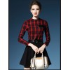 TE2729AMN New style checks splicing temperament A-line dress