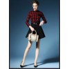 TE2729AMN New style checks splicing temperament A-line dress