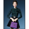 TE2729AMN New style checks splicing temperament A-line dress