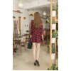 TE3894NX England fashion v-neck checks slim waist dress