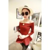 TE3895NX Bubble skirt hem boat neck cotton tops