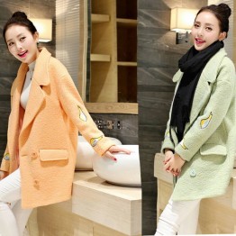 TE3910BDKJ Japanese double-breasted embroidery birds sleeve woolen coat