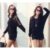 TE5510DFYL Fashion lace splicing batwing sleeve loose t-shirt