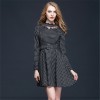 TE5856NS OL Autumn slim waist England checks lace ornament dress