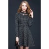 TE5856NS OL Autumn slim waist England checks lace ornament dress