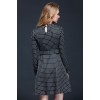 TE5856NS OL Autumn slim waist England checks lace ornament dress