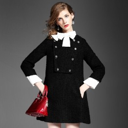 TE5857NS Winter new style bowknot collar A-line woolen dress