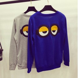 TE5909QBY Trendy stereoscopic letters eyes back loose sweatshirt