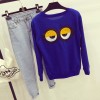 TE5909QBY Trendy stereoscopic letters eyes back loose sweatshirt