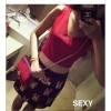 TE6115YZL V-neck slim midriff vest with cartoon print skrit