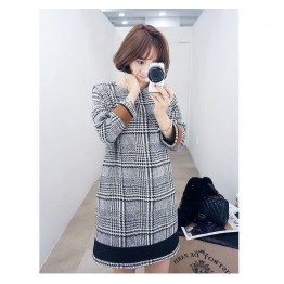 TE6303YZS Thicken woolen color matching checks dress