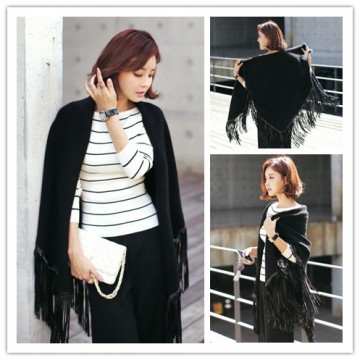 TE6312YZS Europe fashion triangle wool tassel multipurpose shawl