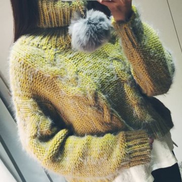 TE6317MDS Fashion twist pattern warm cony hair pullover sweater