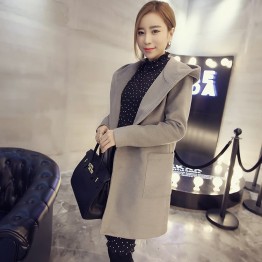 TE6317MN Korean fashion pocket coat with cap