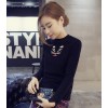 TE6318MN Korean fashion sueded embroidery cat t-shirt