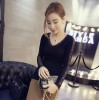 TE6320MN V-neck lace splicing backing shirt