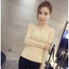 TE6320MN V-neck lace splicing backing shirt