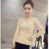 TE6320MN V-neck lace splicing backing shirt