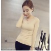 TE6320MN V-neck lace splicing backing shirt