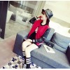 TE6333MN PU splicing sleeve woolen baseball jacket