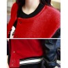 TE6333MN PU splicing sleeve woolen baseball jacket