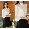 TE6365SOLO Thicken chiffon long sleeve lace splicing shirt