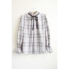 TE65116YWQS Fashion checks preppy temperament ramie shirt