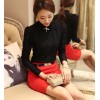 TE6626SOLO Thicken wool flouncing collar slim joker lace shirt