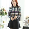 TE6630SOLO Thicken wool colorful checks stand collar long sleeve shirt