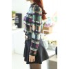 TE6630SOLO Thicken wool colorful checks stand collar long sleeve shirt