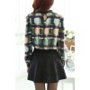 TE6630SOLO Thicken wool colorful checks stand collar long sleeve shirt