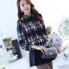 TE6631SOLO Korean fashion thicken wool print long sleeve shirt
