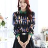 TE6631SOLO Korean fashion thicken wool print long sleeve shirt