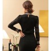 TE6633SOLO Thicken wool stand collar long sleeve lace backing shirt