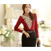 TE6635SOLO Thicken stereoscopic embroidery relieve lace backing shirt