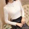 TE6636SOLO Autumn fashion stand collar wool lining lace long sleeve shirt