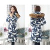 TE6671YYM Korean style fur collar down long coat with cap