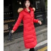 TE6671YYM Korean style fur collar down long coat with cap